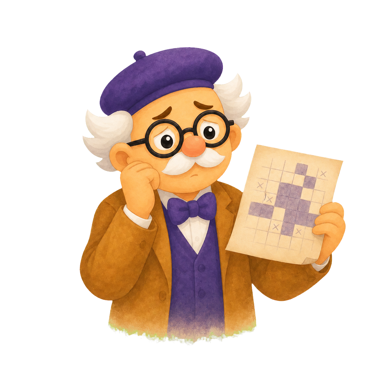 Professor Noodle looking disappointed but encouraging